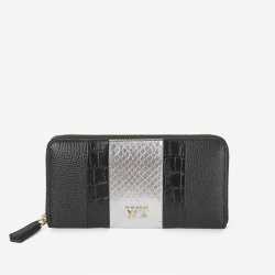 VÍ NỮ DA RẮN + DA BÒ 030029002 (BẠC)